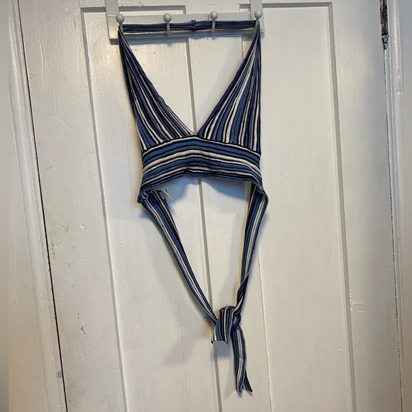 Garage summer wrap top, Size S, blue stripes - Picture 2 of 3